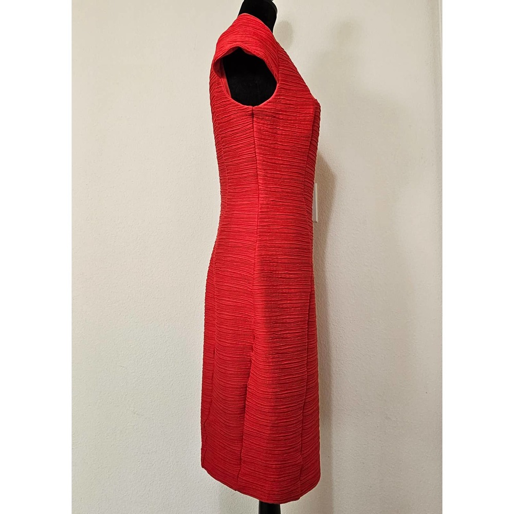 NUE by Shani Women's Red Form Fitting Short Sleeve Shirred Zipper Dress Sz M - Picture 3 of 15